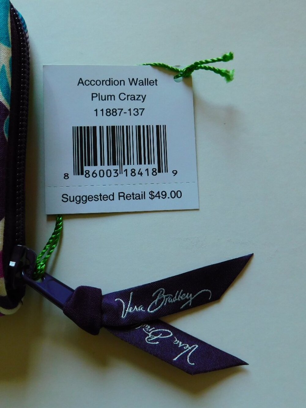 VERA BRADLEY Retired Plum Crazy Zip Around Accordion Wallet NWT - Picture 2 of 4